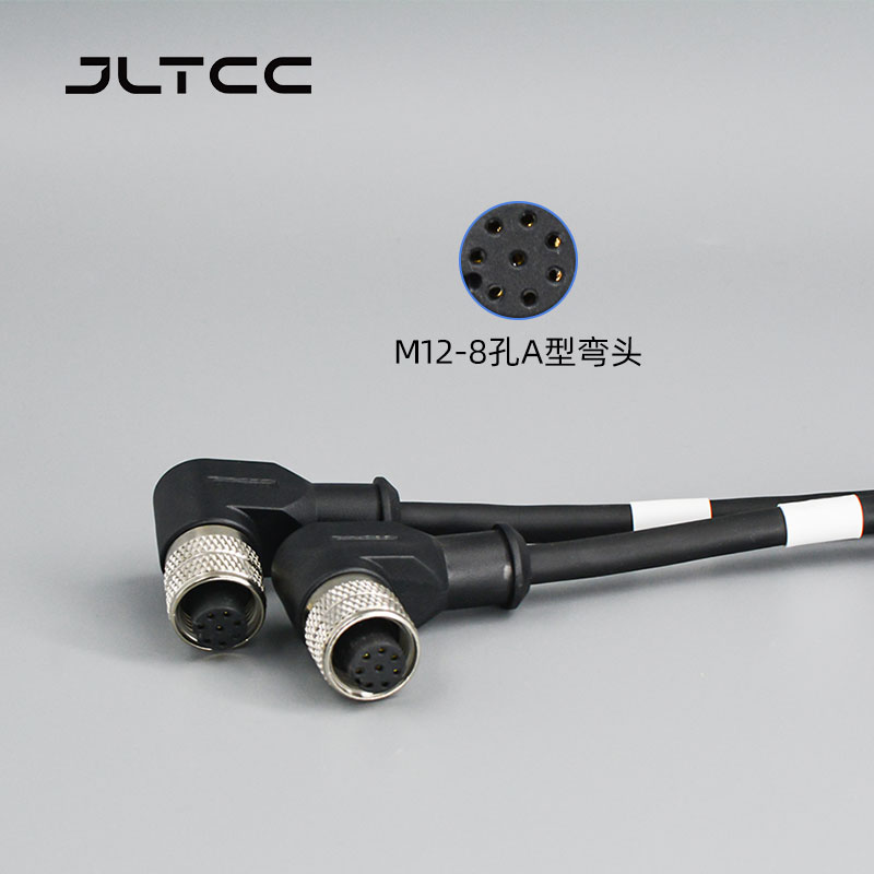 M12防水线工业传感器连接线 5芯A型防水航空插头康耐视读码器线束