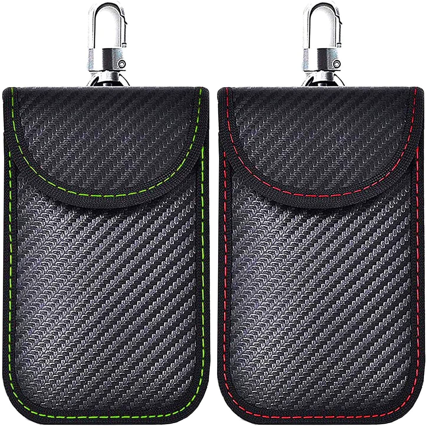 2 Pack Faraday Pouch for Car Keys, 2 Small(Red & Green) Faraday Bag for Car Key Signal Block,Anti-Theft RFID Car Key Signal Blocking Pouch