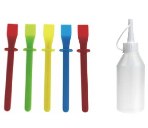 色彩魔法盘刮刀和颜料瓶