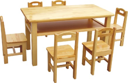 原木双层六人桌