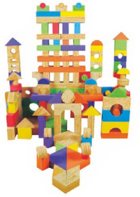 特大木纹+彩色混搭56块积木