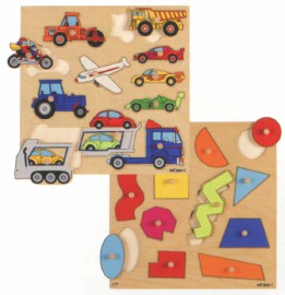 抓手拼图游戏-交通工具 几何形状块