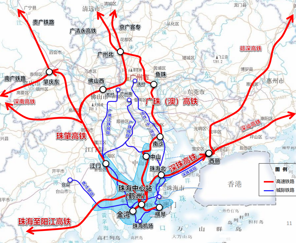 珠海市区域铁路网规划布局示意图