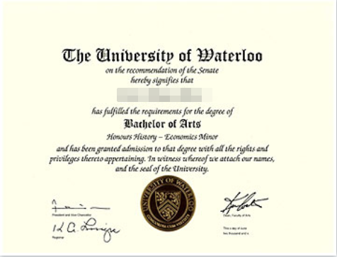 加拿大滑铁卢大学毕业证样本案例