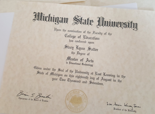 美国密歇根州立大学毕业证图片-成绩单样本