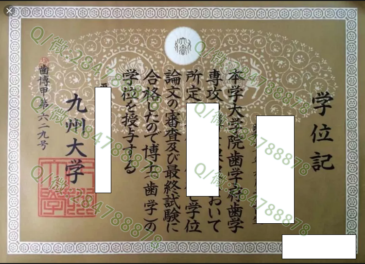 日本九州大学毕业证样本=学位记模板图片