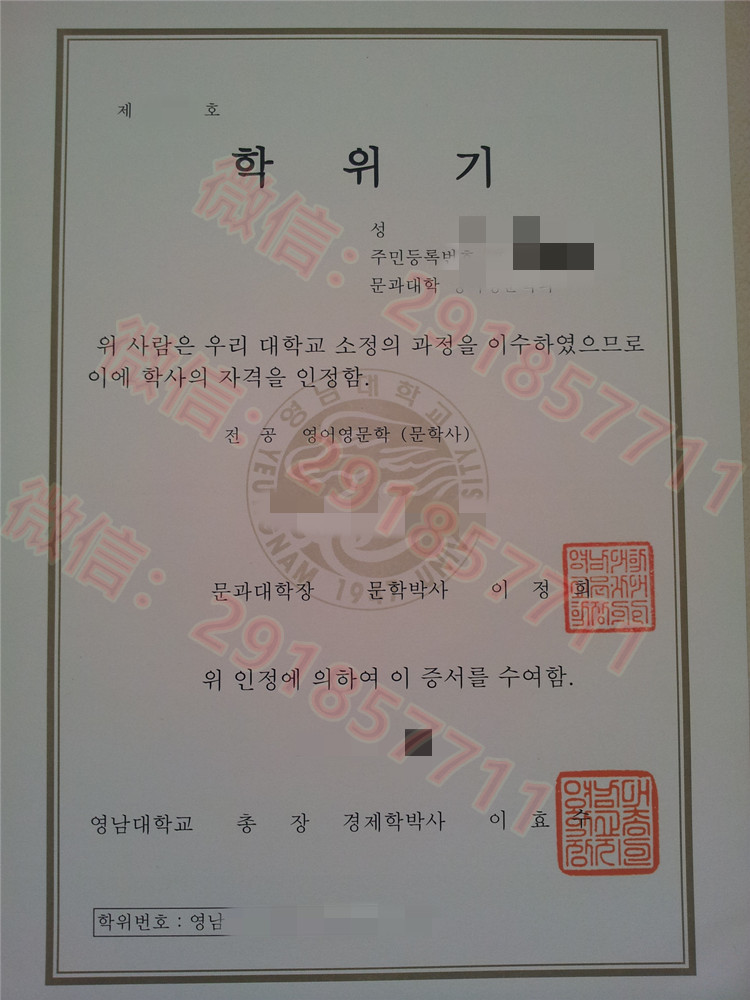 韩国岭南大学毕业证_副本