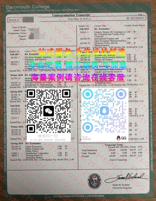 达特茅斯学院成绩单_副本