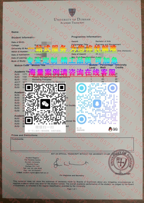 杜伦大学成绩单_副本