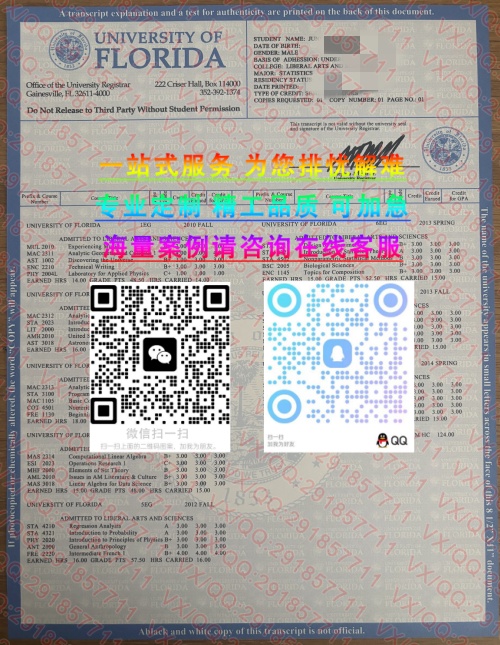 佛罗里达大学成绩单_副本