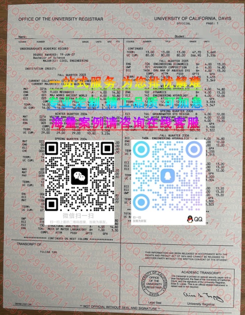 加州戴维斯成绩单_副本
