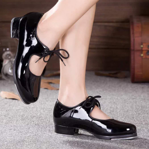 B14001 Black PU tap dance shoes