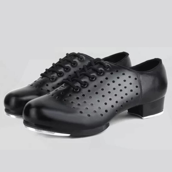 B14004 Black tap shoes with breathable holes
