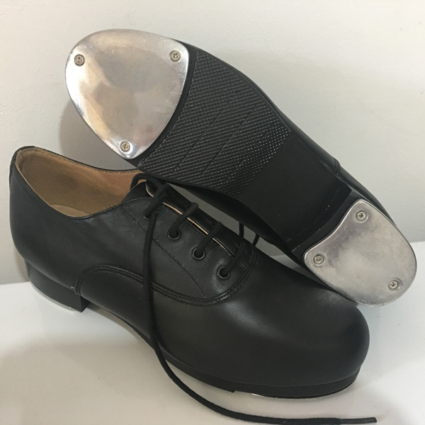 B14006 Black lace-up leather tap shoes