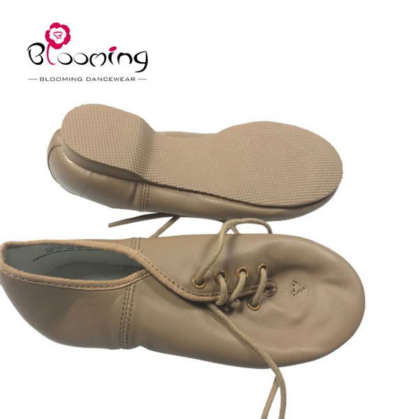 12006 Full-sole lace-up tan leather jazz shoes