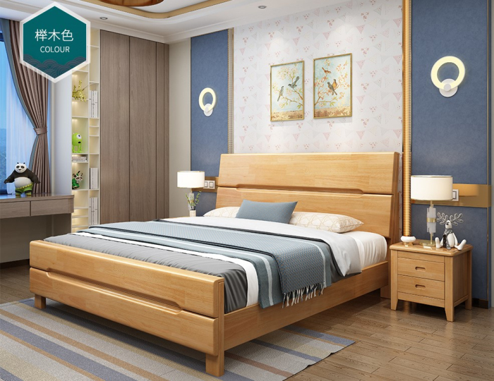 Solid wood bed 801A#