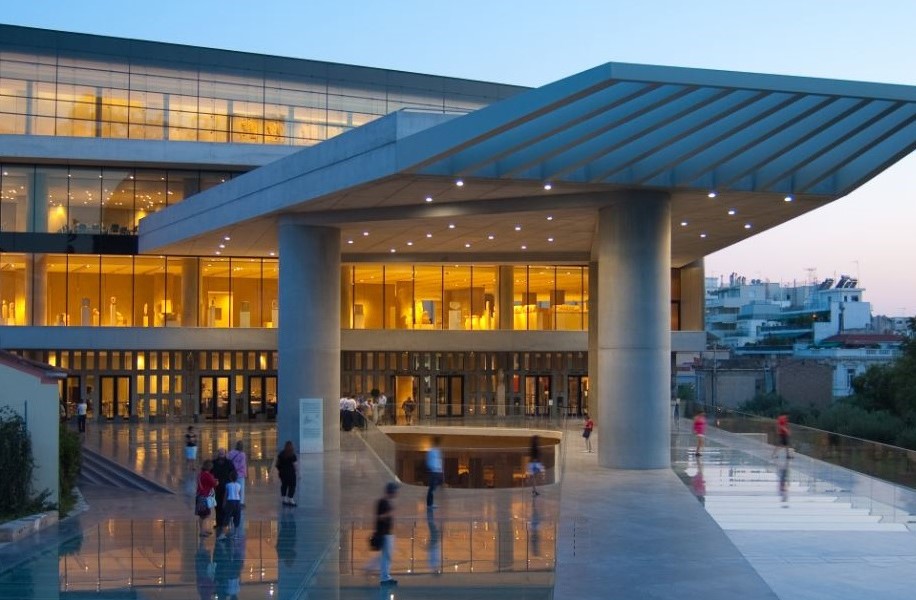 Acropolis museum exhibits about 4,000 artifacts. It is impressive not only because of the antiquities but also because of the unique design which incorporated excavations with the antiquities just under the glass floors. The Acropolis masterpieces are marked out and given the prominence they deserve through the ideal interior atmosphere conditions, the natural lighting, the panoramic views and excellent layout of the exhibition areas. 