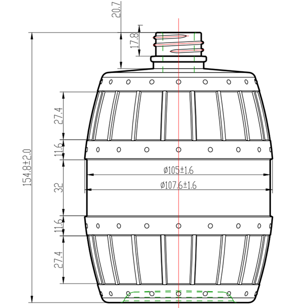 750ml Barrel Glass Bottle