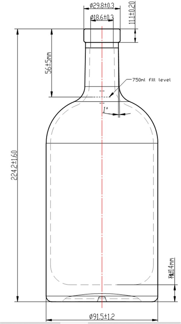 750ml Norway Glass Bottle