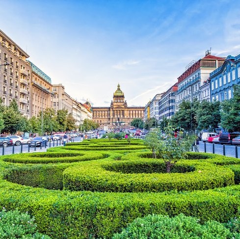 A highlight of Prague's New Town (Nové Mesto) district-an area that grew out of the city's need to expand as it prospered-is the wonderful Wenceslas Square (Václavské námestí), home to the National Museum and numerous other architectural treasures. Named after the patron saint of Bohemia, whose statue can be seen here, Wenceslas Square was created in the 14th century during the reign of Charles IV as a horse market and has since become one of the city's most important public spaces, still used for demonstrations and celebrations alike.