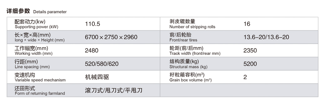 收获机4参数