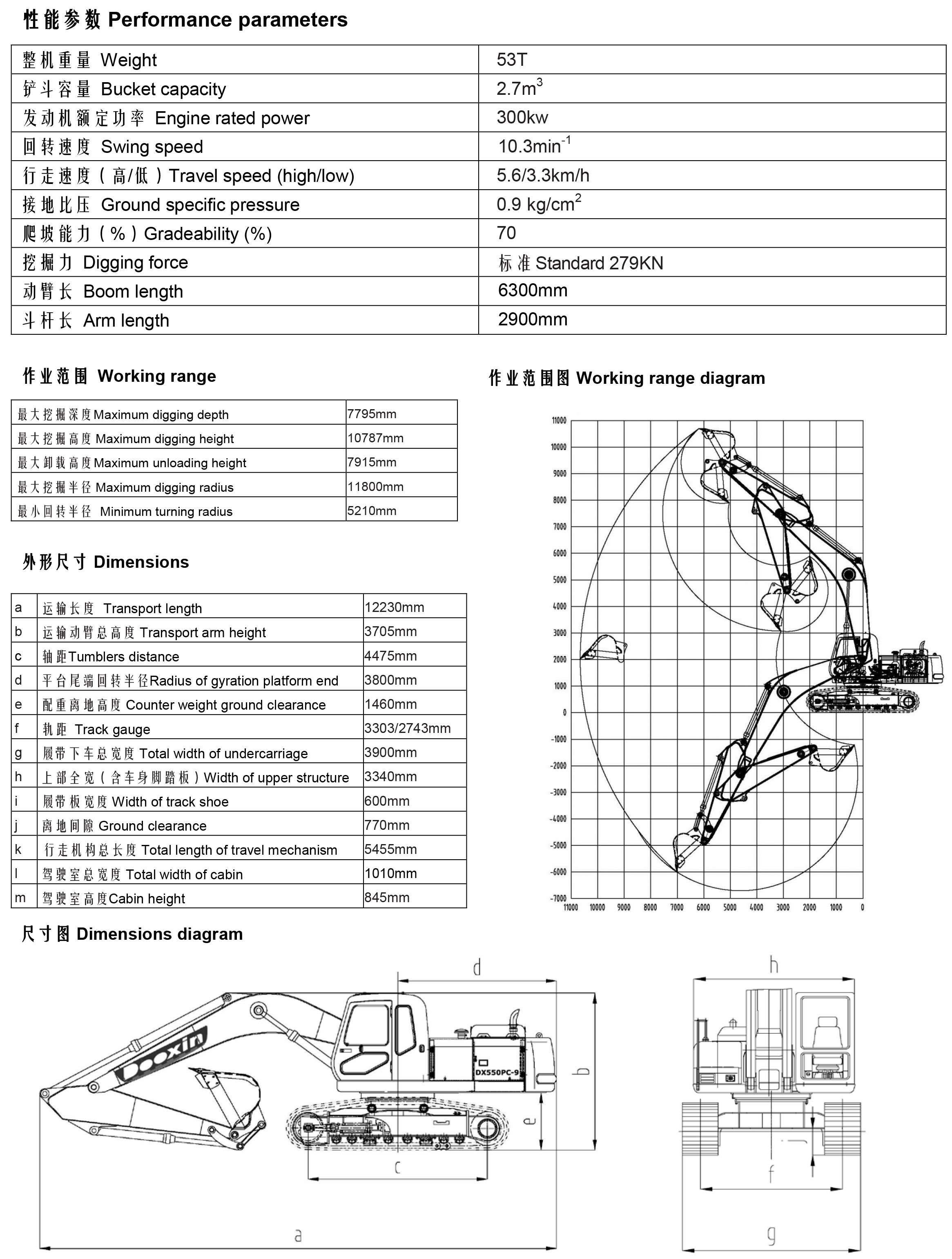 挖掘机TK550参数