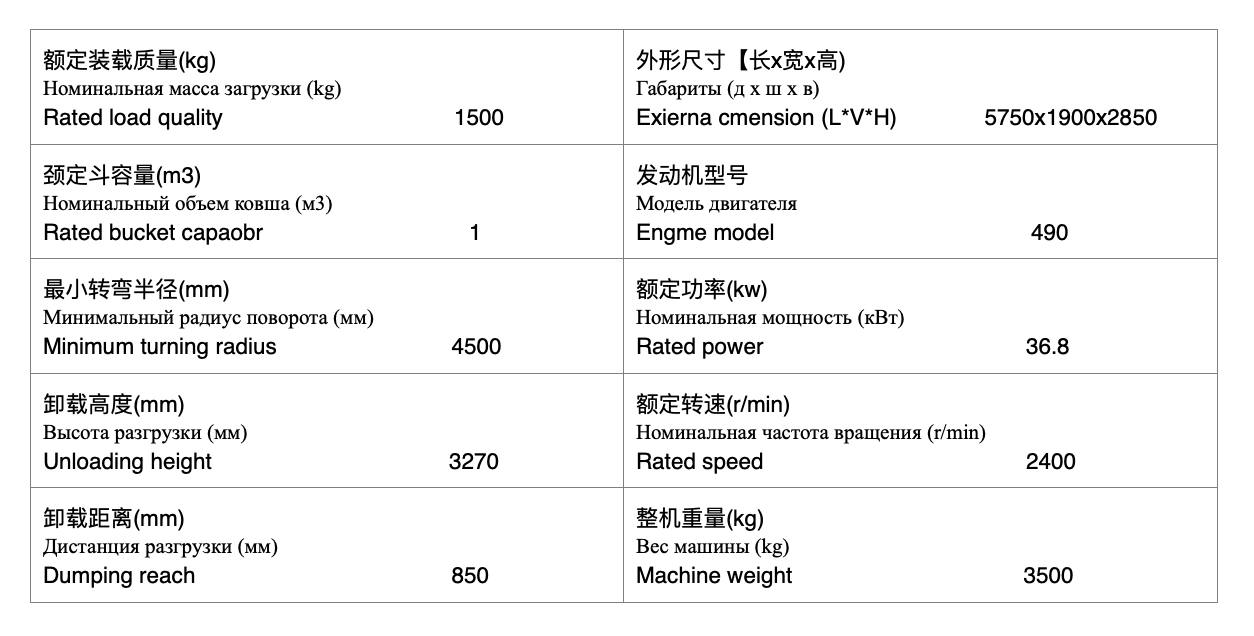 ZL-932G装载机俄文翻译