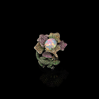 Lotus lizard Opal ring