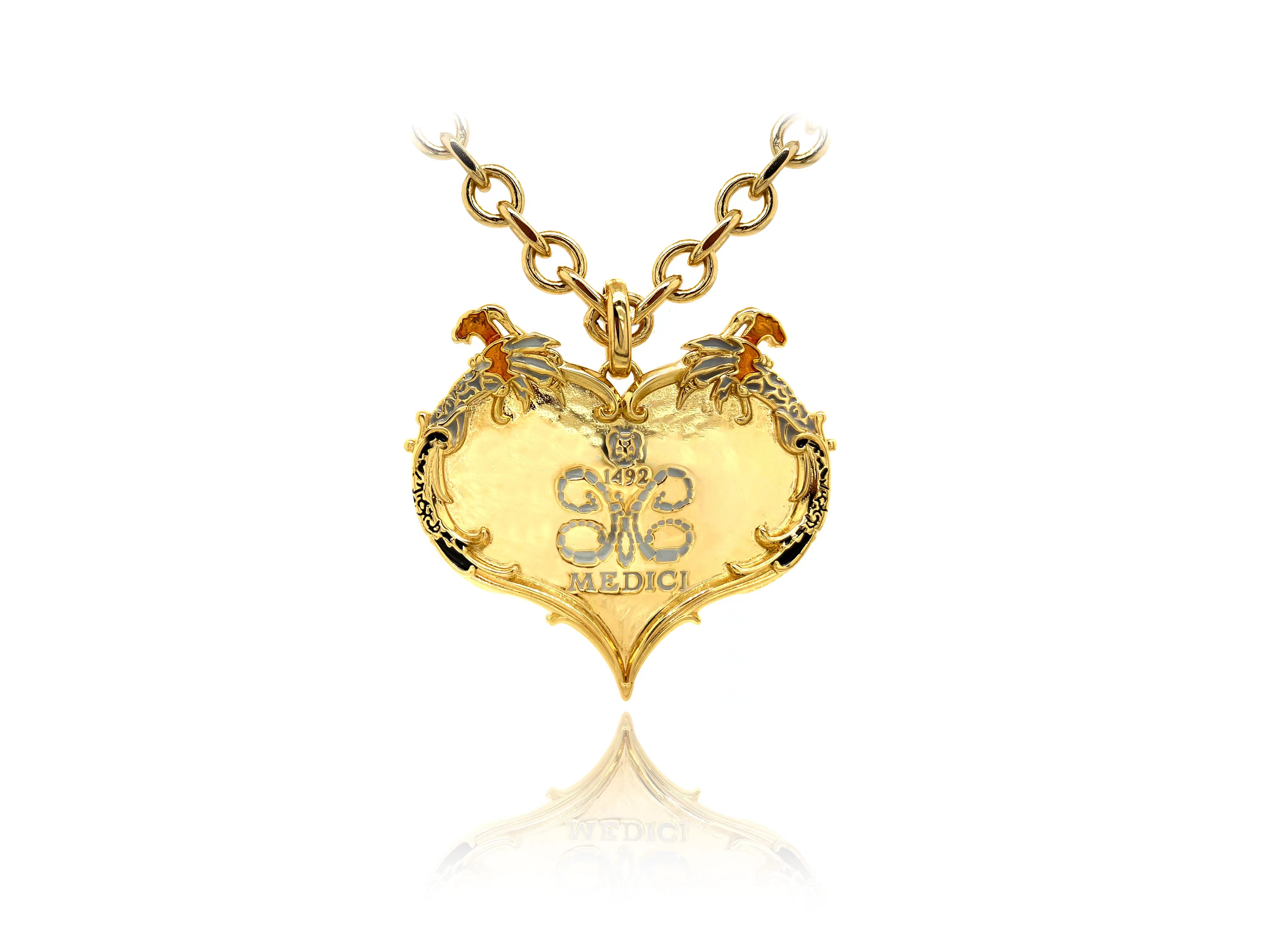 Italian Medici 14K gold large heart-shaped pendant necklace