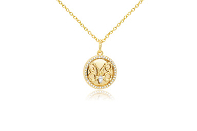 Italian Medici 14K gold zircon butterfly pendant necklace