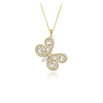 Italian Medici Palazzo14K gold butterfly pendant necklace