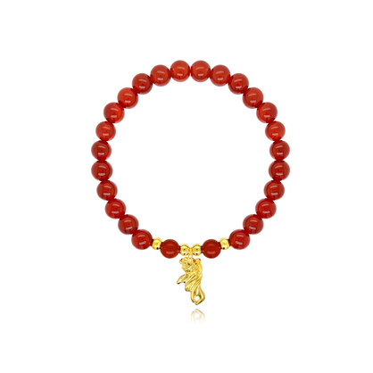 24K Gold & Red Agate Goldfish Bracelet