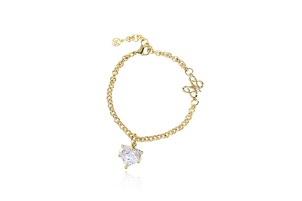 Italian Medici 14-carat gold heart Zircon butterfly bracelet