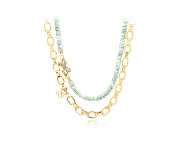 MEDIDICI Chiaro shell 14-carat gold double-layer luxury necklace
