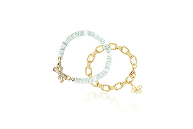 MEDIDICI Chiaro shell 14-carat gold and fade-fading double-layer light luxury bracelet
