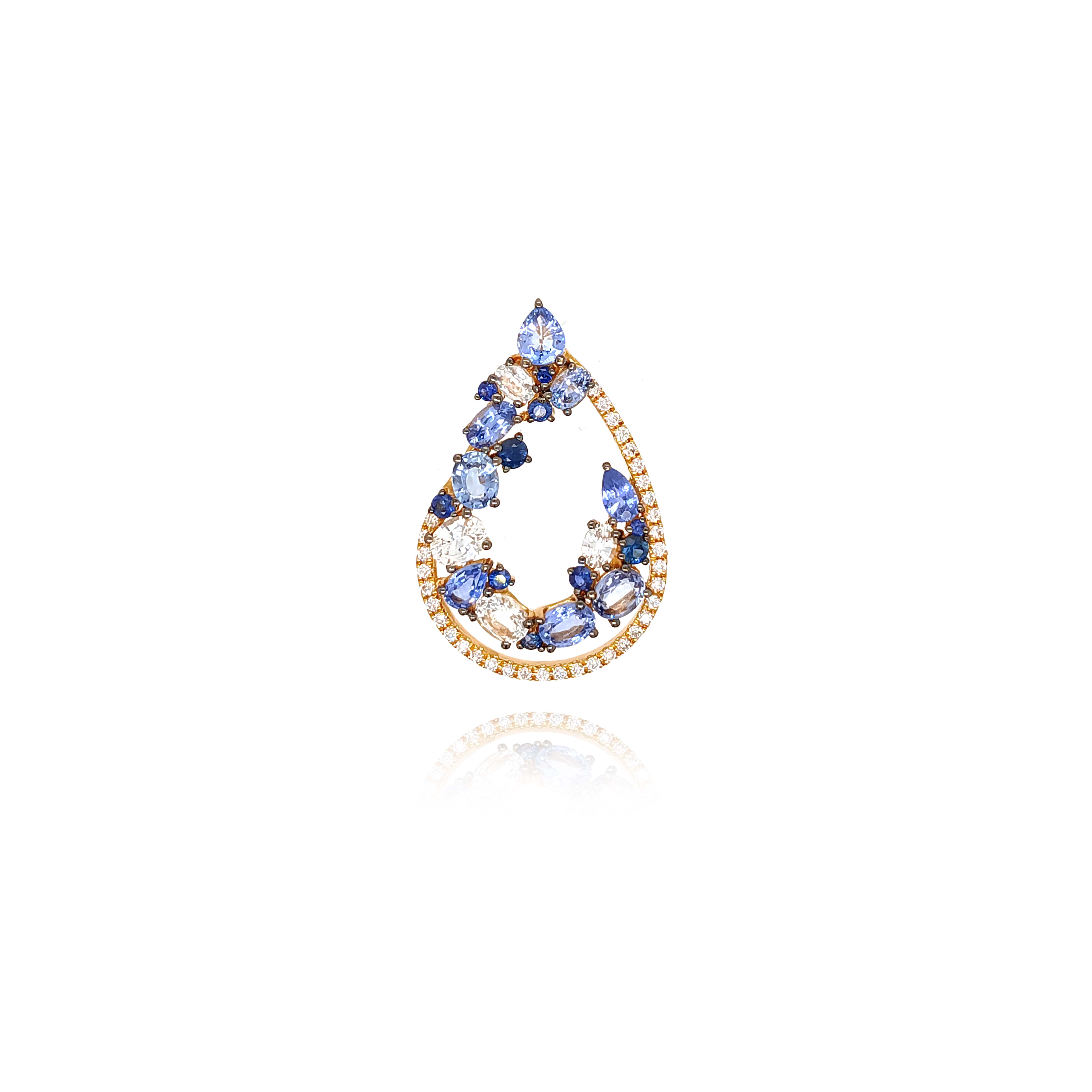 Natural Sapphire  Diamond Pendant