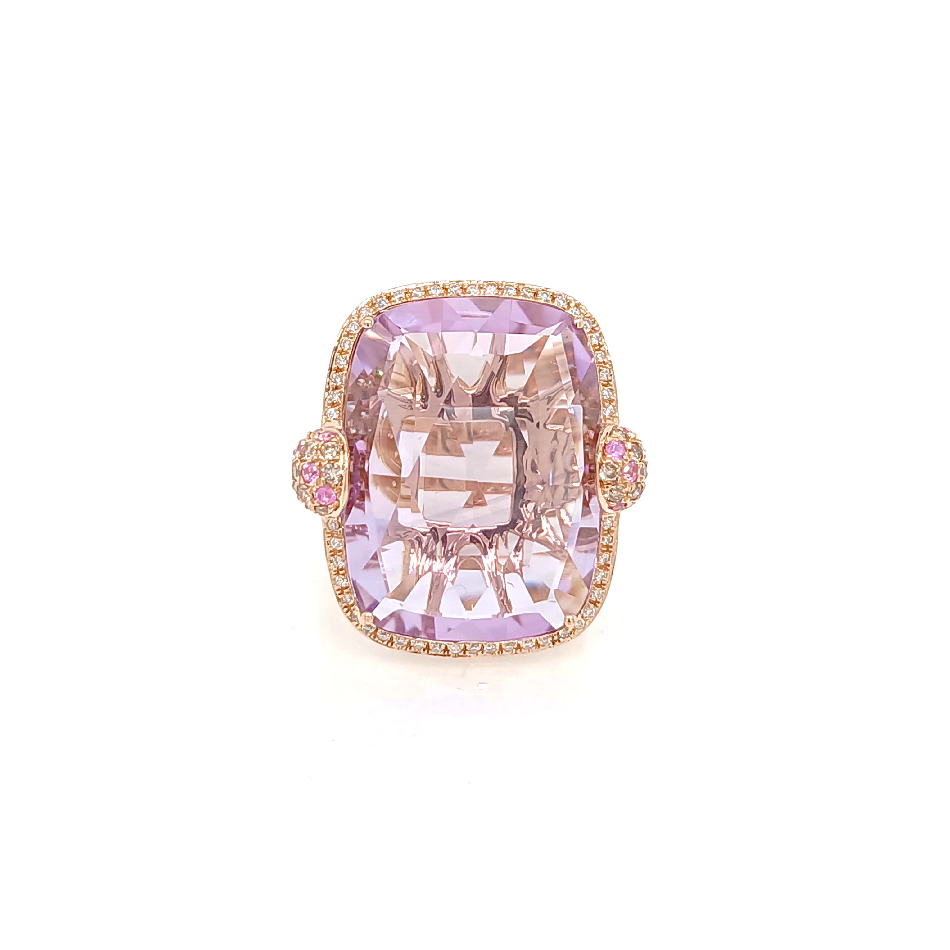 Natural Pink Amethyst  Pink Sapphire Ring