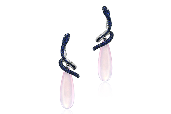 Colored gems & quartz earrings