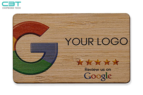 Wooden NFC Google Review Card with QR Code