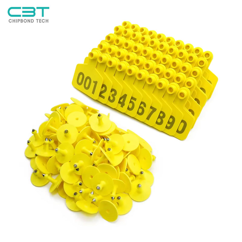 UHF RFID Ear Tags for Cattle, Yellow Cow Ear Tag