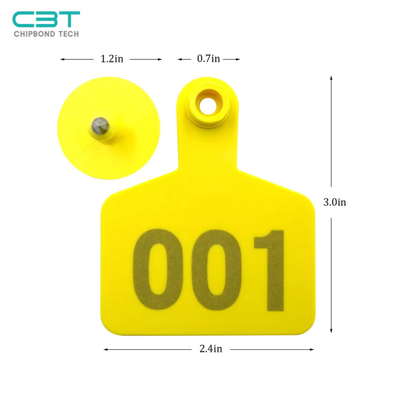 UHF RFID Ear Tags for Cattle, Yellow Cow Ear Tag