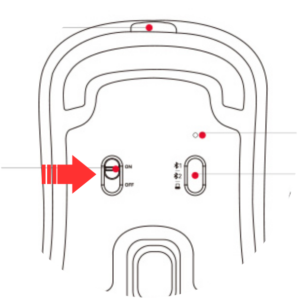 贸号AI鼠标的开关键位于鼠标背面，使用时，请将开关拨动至“ON”即可，此时鼠标背面的蓝色LED灯开始闪烁，即表示开机成功。反之，“OFF”为电源关闭键。为延长鼠标电池使用时间，长期不使用鼠标时，请关闭鼠标电源。