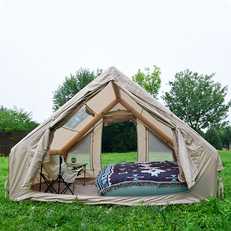 6-square-meter inflatable tents： The packaging dimensions are 76cm*46cm*36 cm, and the expanded dimensions are 3m*2.1m*2m.