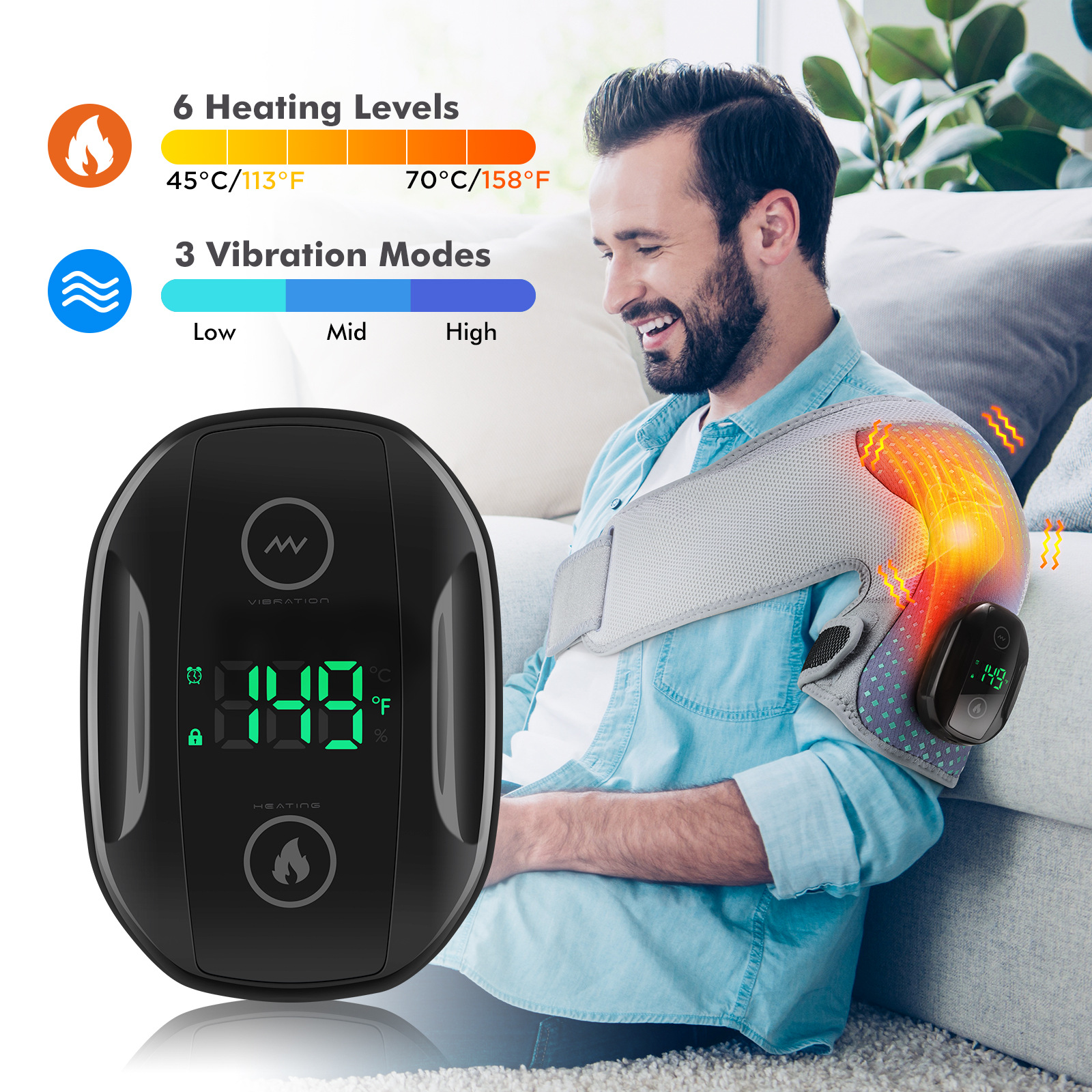 Hot Sell Sliding groove Magnetic Suction Heating Massage Shoulder protection Home Joint Hot Compress Vibration Therapy Massager JLAMQZZ001