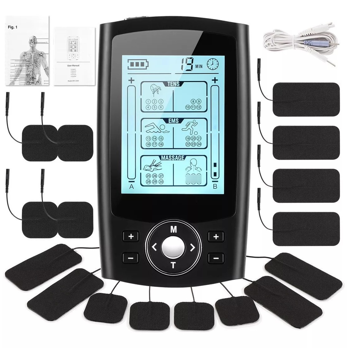36 Modes,20 Levels of Force,dual Channels for Back Neck Shoulder Pain Relief,Rechargeable Electric Pulse Massager TENS Machine JLAMQZZ004