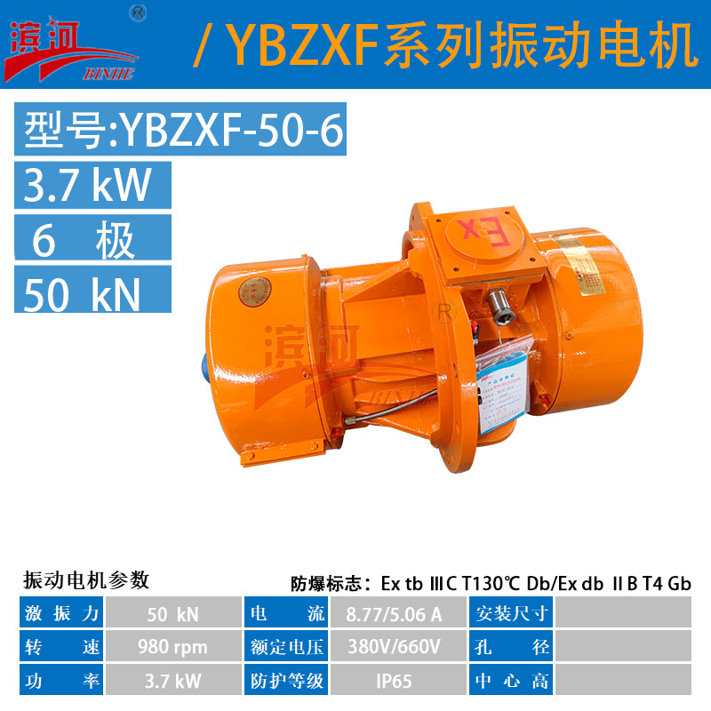 六极滨河YBZXF-50-6法兰式隔爆型振动电机IP65侧板安装激振源