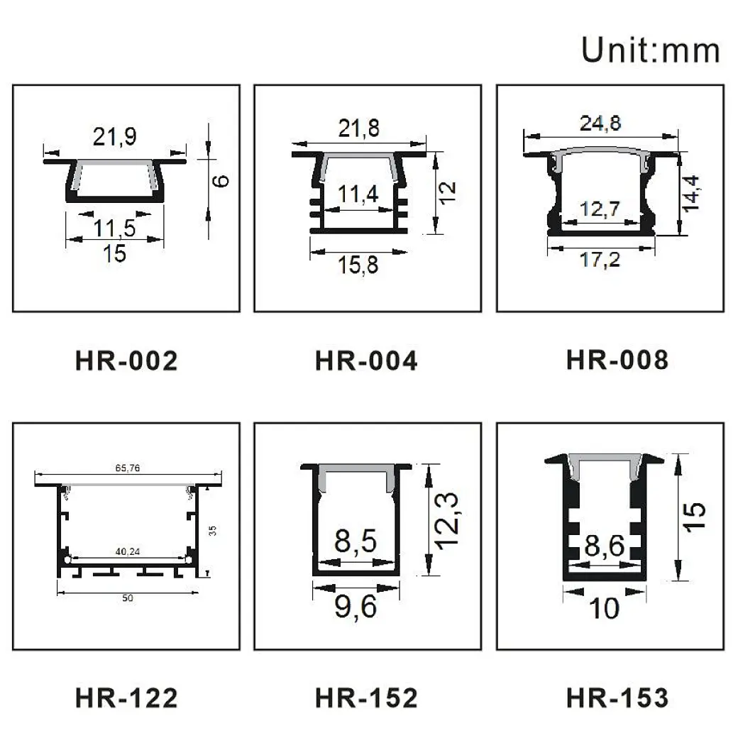 Recessed led aluminum profile series