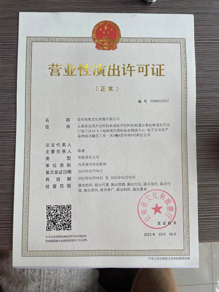 营业性演出许可证