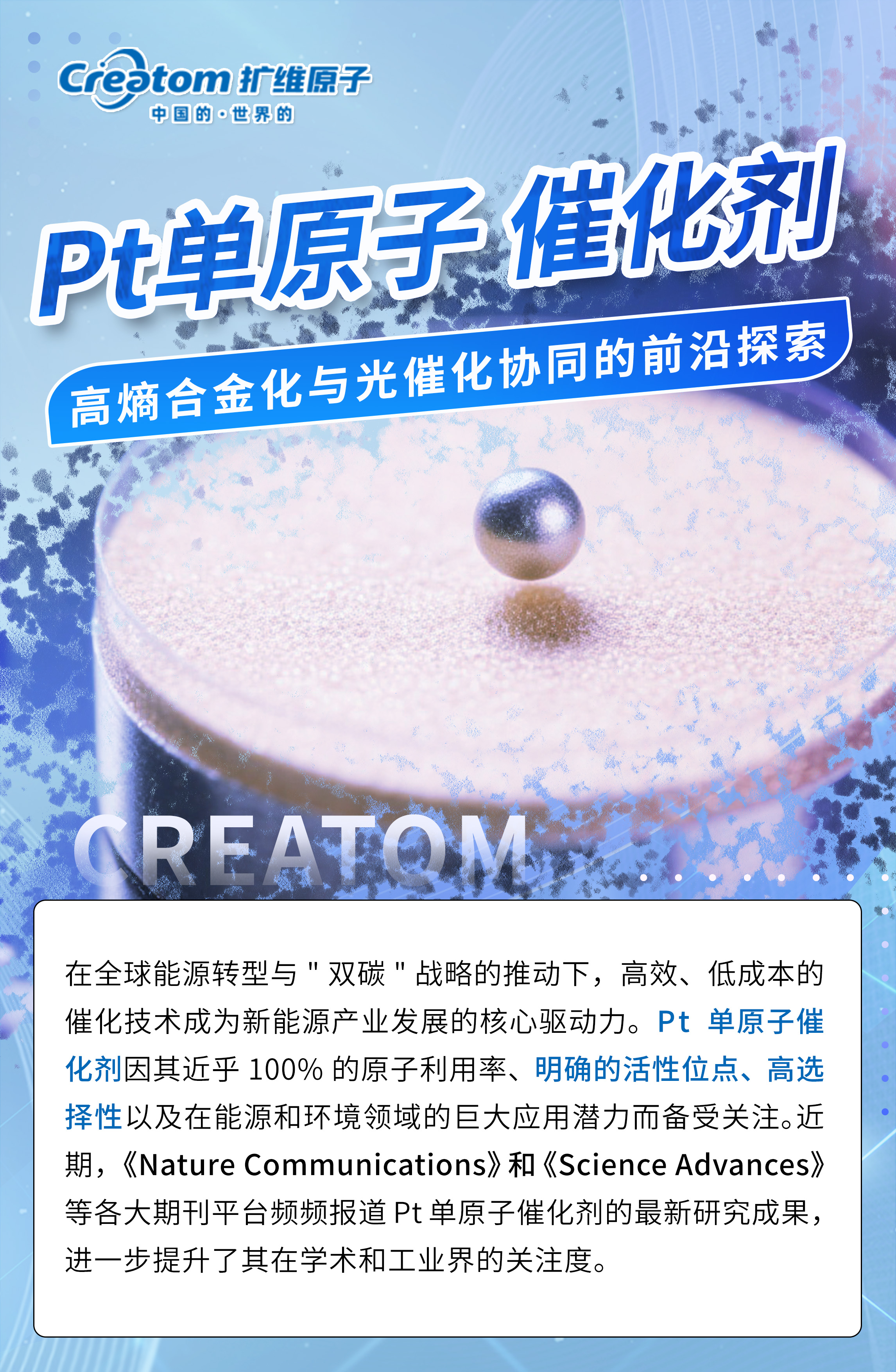 单原子 Pt 催化剂：高熵合金化与光催化协同的前沿探索