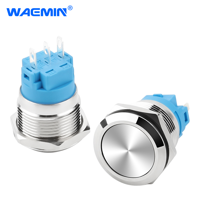 IP65 Waterproof 19MM Metal Pushbutton Switch for Industrial Control Button Switch No Light
